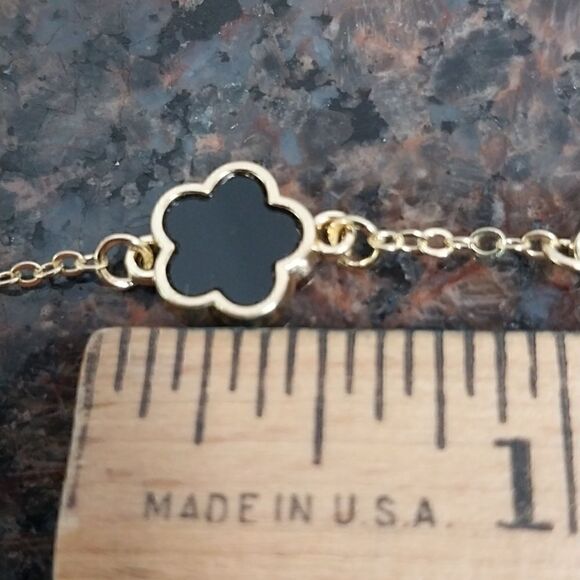 Reversible Goldtone Clover Bracelet/Anklet...NEW - Picture 2 of 6